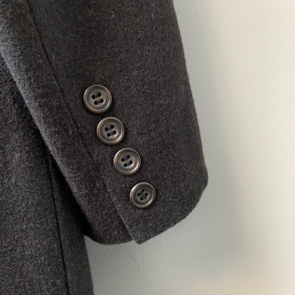 009 - Hackett London Coat Jacket Size 46 Regular Dark Brown Pure Wool Unlined - Picture 5 of 8